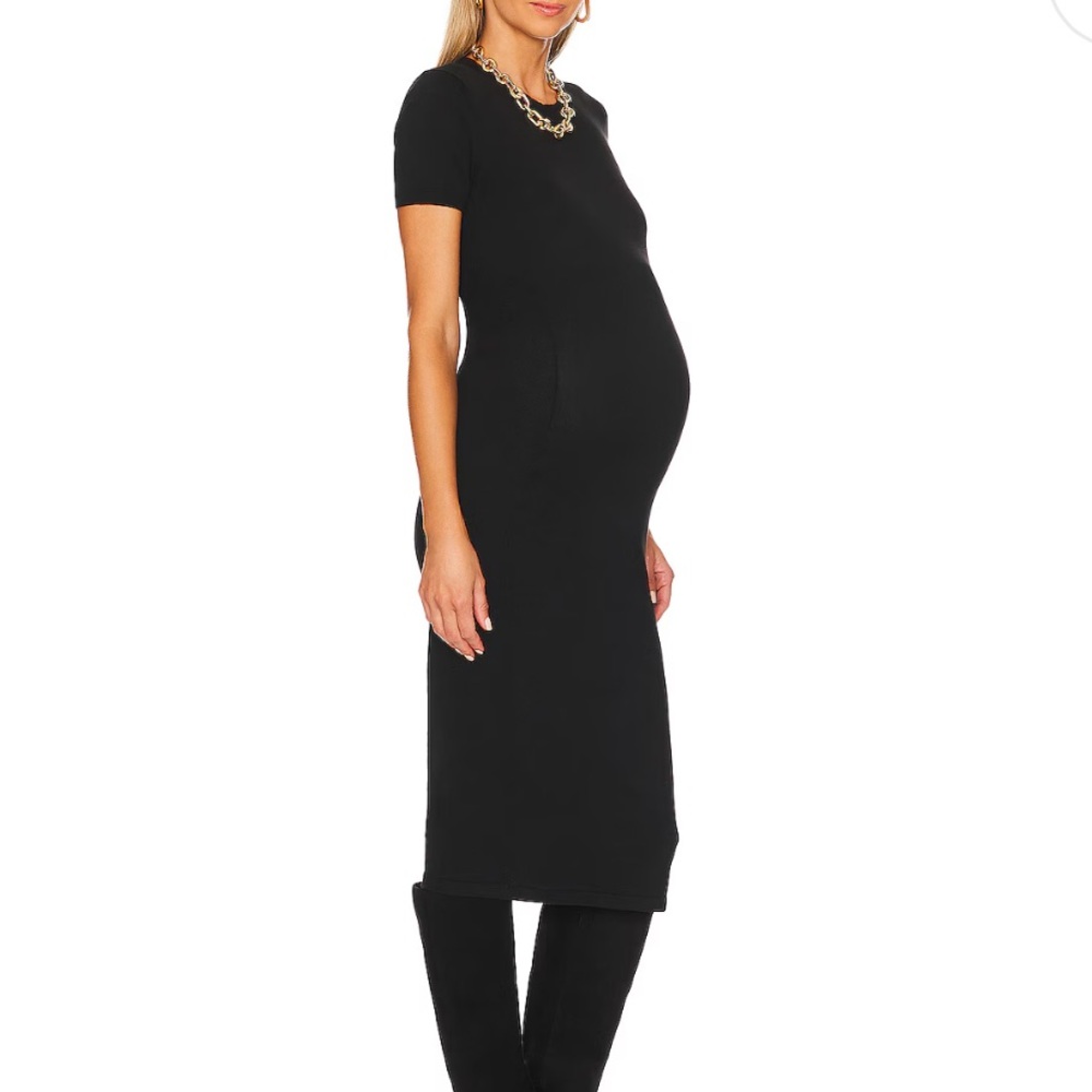 Hatch Black Knit Maternity Midi Dress 2 medium